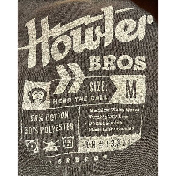 Howler Bros Men's Medium Long Sleeve Crew Neck Shirt Charcoal Gray White - Picture 5 of 5